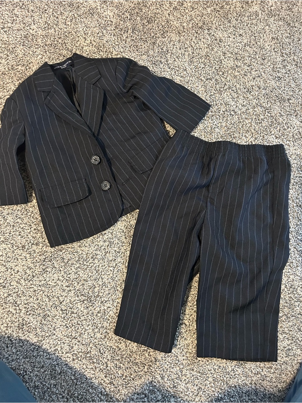 Infant Black Pinstripe Suit Jacket & Pants Set